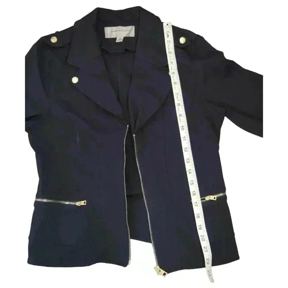 Marc NY Andrew Marc Knit Moto Navy Jacket Size Medium - Picture 11 of 12